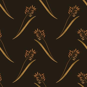 Textile seamless floral pattern with wild grasses and cereals. Design for kitchen home textiles, tablecloths, curtains, bed linen, dress fabrics, wrapping paper