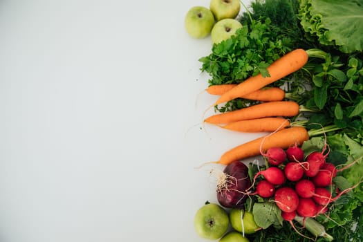 vegetables and fruits for cooking healthy food on a white background