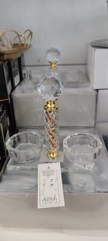 November 5 2024 Beer-Sheva city Israel ,Crystal perfume set gift souvenir shop shopping centre market place objects beauty . High quality photo