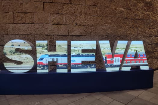March 29 2025 Beer-Sheva Israel train station city text sign travel transport shotlisttravel editorial information photo . High quality photo