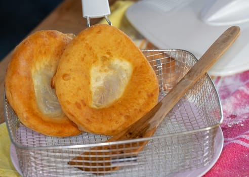 Baking lard cookies, a Bavarian specialty called Ausgezogene
