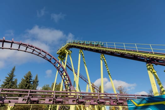 Amusement roller coaster for fun in park