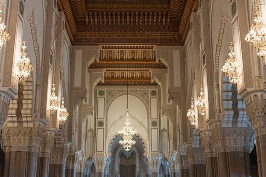 Interior of Hassan II Mosque. Casablanca.  Morocco.  Horizontally. 