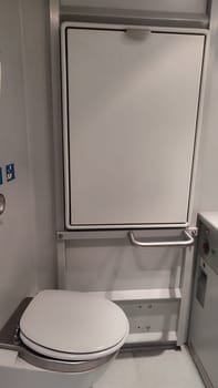Decin Czech Republic Europe, October 18 2024 Train restroom setup object design editorial travel shotlisttravel white . High quality photo