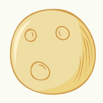 Hand drawn illustration of a yellow full moon with lunar craters. Vector illustration for Walpurgis Night.
