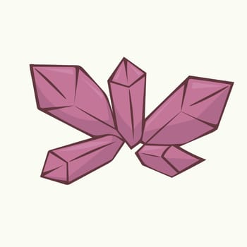 Hand drawn pink crystals on a white background Vector illustration.