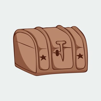 Vector illustration hand-drawn wooden chest with stars.