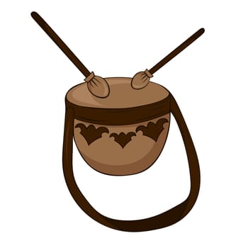 Dabyl. Dayilpaz Kazakh traditional folk musiacal instrument. Vector illustration.