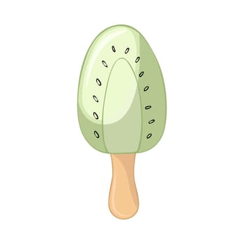 Happy National Ice Cream Day card. Hand-drawn kiwi on a stick