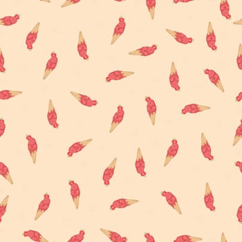 Hand-drawn Cute seamless pattern with ice cream. Can be used for wrapping paper, gift wrapping, textiles, etc