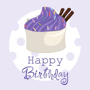 Happy National Ice Cream Day card. Popsicles with sprinkles in a paper cup. Vector illustration.