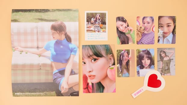 Twice Between 1 and 2 mini Album Box set on yellow. Red music disc in white cd player. South Korean girl group Twice. Space for text. Gatineau, QC Canada - December 27 2022