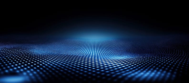 A stunning display of glowing blue dots creates a vast digital landscape, resembling waves of light in a dark setting.