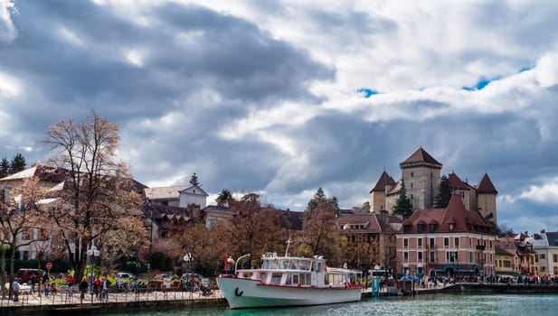 A view of the Thiou river, lake of Annecy, Alps, France