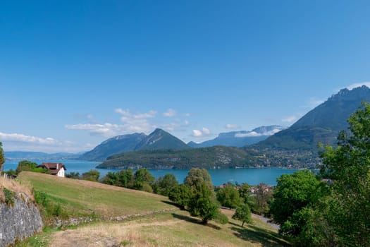 A view of Annecy lake, Alps mountains, Haute savoie, France