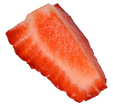 Piece of ripe red strawberry on isolated background