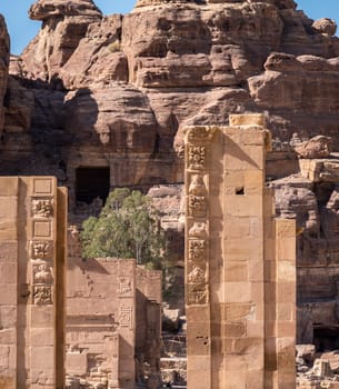 Side view of the Qasr al-Bint Far'un or Castle of the Pharaoh's Daughter in Petra