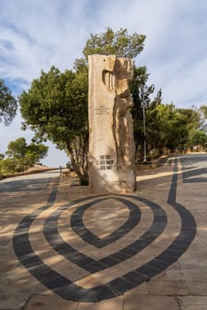 Mount Nebo, Jordan - 9 November 2024: Book of Love among Nations sculpture by Vincenzo Bianchi for Pope visit to church