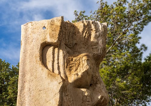 Mount Nebo, Jordan - 9 November 2024: Book of Love among Nations sculpture by Vincenzo Bianchi for Pope visit to church