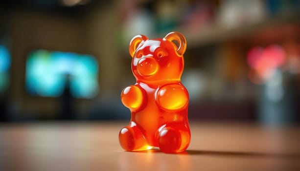 Close-Up of a Single Orange Gummy Bear