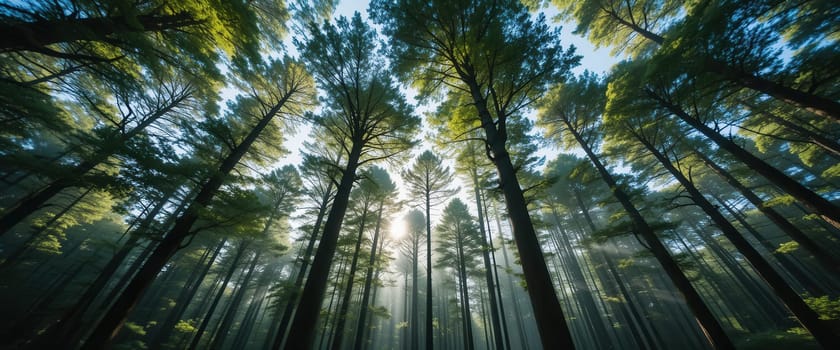 Low Angle View Looking Up Through a Pine Forest Canopy