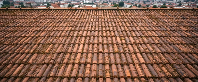 Wide view of red clay tile roof