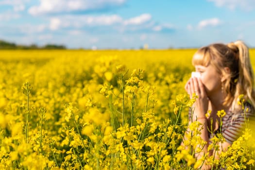 Yellow field flowers allergy. Selective focus. nature.