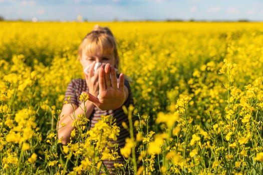 Yellow field flowers allergy. Selective focus. nature.