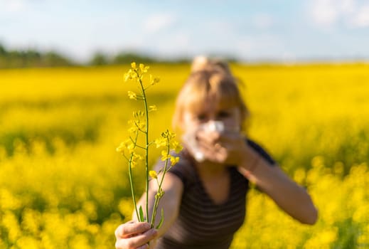 Yellow field flowers allergy. Selective focus. nature.