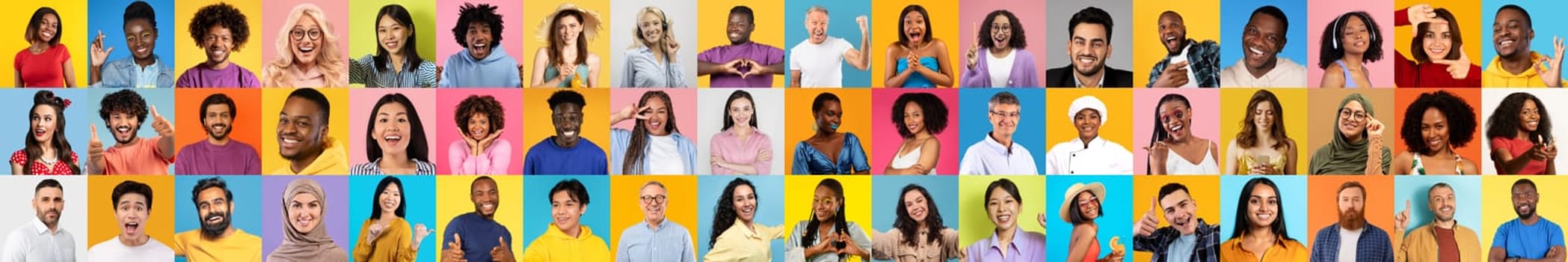 A vibrant collage showcases a collection of diverse, smiling individuals. Each portrait highlights different backgrounds and cultures, emphasizing the beauty of unity and diversity in everyday life.