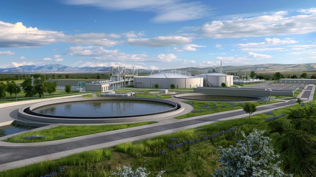 massive industrial giant wastewater treatment facility