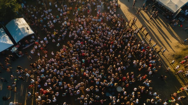 City Crowd Shot From Drone Aerial