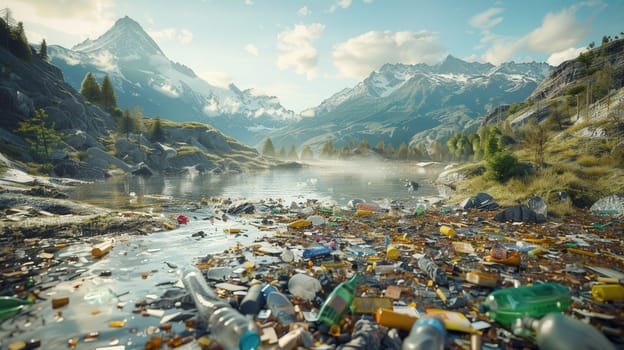 Plastic Pollution of the environment. Giant trash dumps