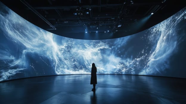 Silhouette on stage, enhanced by captivating visuals