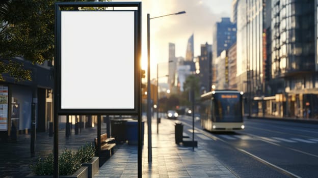 Urban Sidewalk Billboard Blanc Mockup
