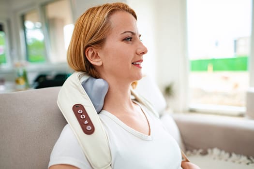 Neck massage brings tranquility and relaxation indoors.
