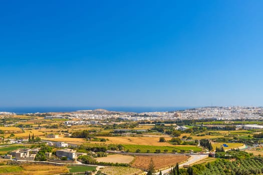 Beautiful landscape viewed from the town of Mdina, Malta.