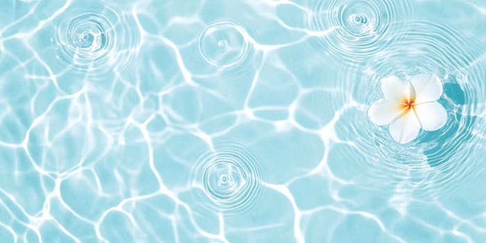 Pink flowers floating on water surface with ripples, perfect for SPA background, AI generated