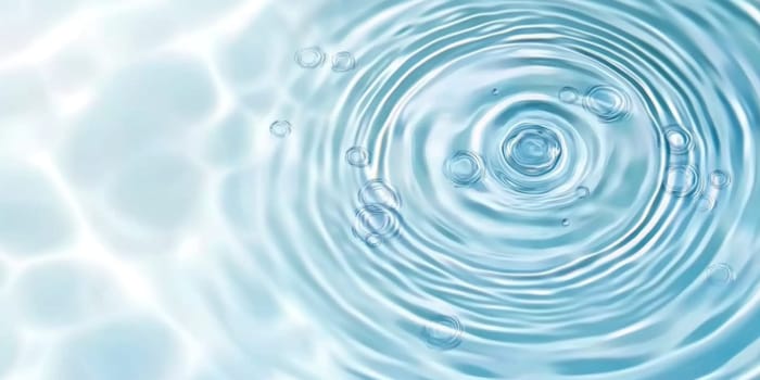 Ripples in clear blue water with abstract circular patterns, suitable as calming SPA background, AI generated