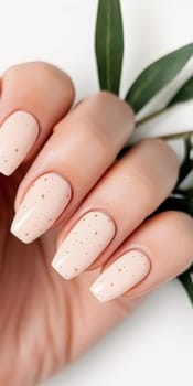 Elegant manicure closeup with neutral color nail polish, quiet luxury style, AI generated