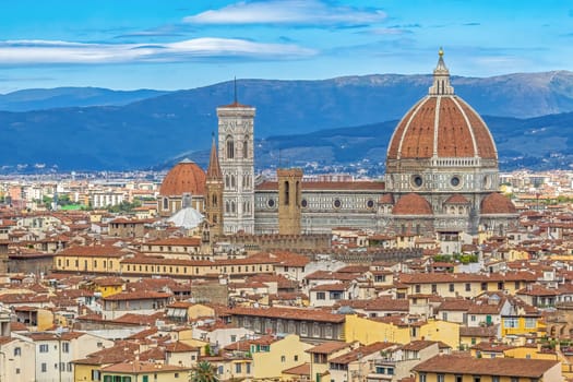 Elevated view of the  Duomo Santa Maria Del Fiore, Florence, Italy. Horizontaly.