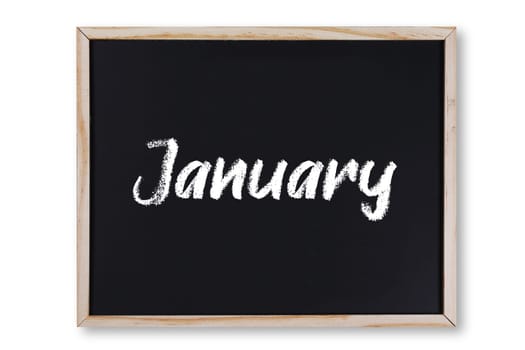 A January word in chalk on chalkboard with clipping path to remove shadow