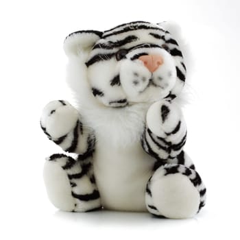 A tiger toy white and black
