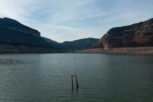 Sau reservoir in a very dry period with very little water