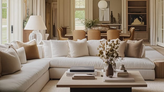 Interior decor that embrace classic neutral tones, delicate textures, and sophisticated styling idea
