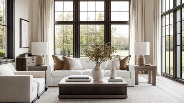 Interior decor that embrace classic neutral tones, delicate textures, and sophisticated styling idea