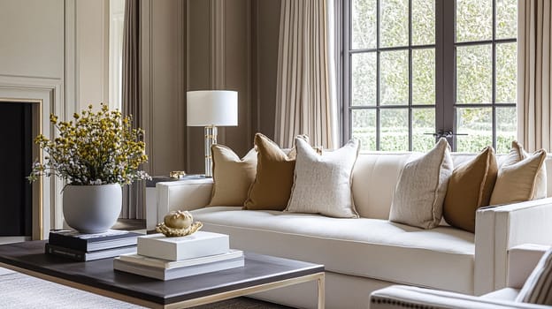 Interior decor that embrace classic neutral tones, delicate textures, and sophisticated styling idea