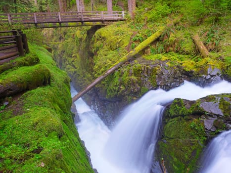 The beautiful Sol Duc Falls in the lush and beautiful Olympic National Park in western Washington.