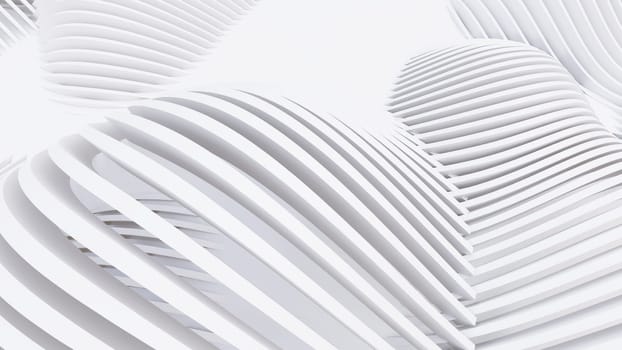 Abstract Curved Shapes. White Circular Background. Abstract background. 3d illustration