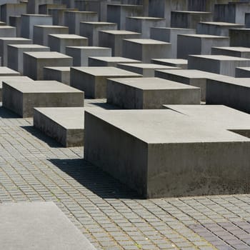Concrete blocks of the Holocaust memorial in the center of Berlin